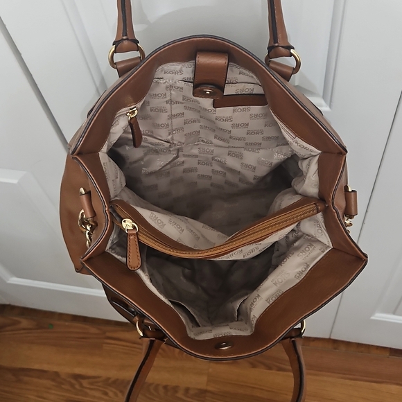 Michael Kors Leather Hamilton Satchel Tote Shoulder Bag - Picture 7 of 13